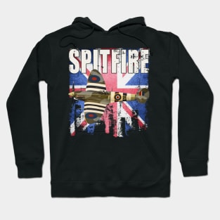 Spitfire Aircraft Plane WW2 RAF Airplane Union Jack Flag Hoodie